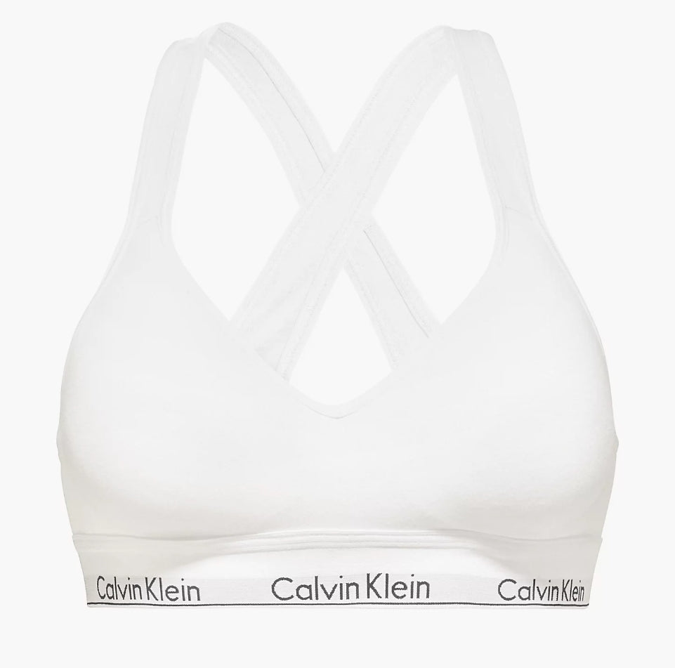 CALVIN KLEIN- MODERN COTTON PADDED BRALETTE - WHITE – Elegant Undies